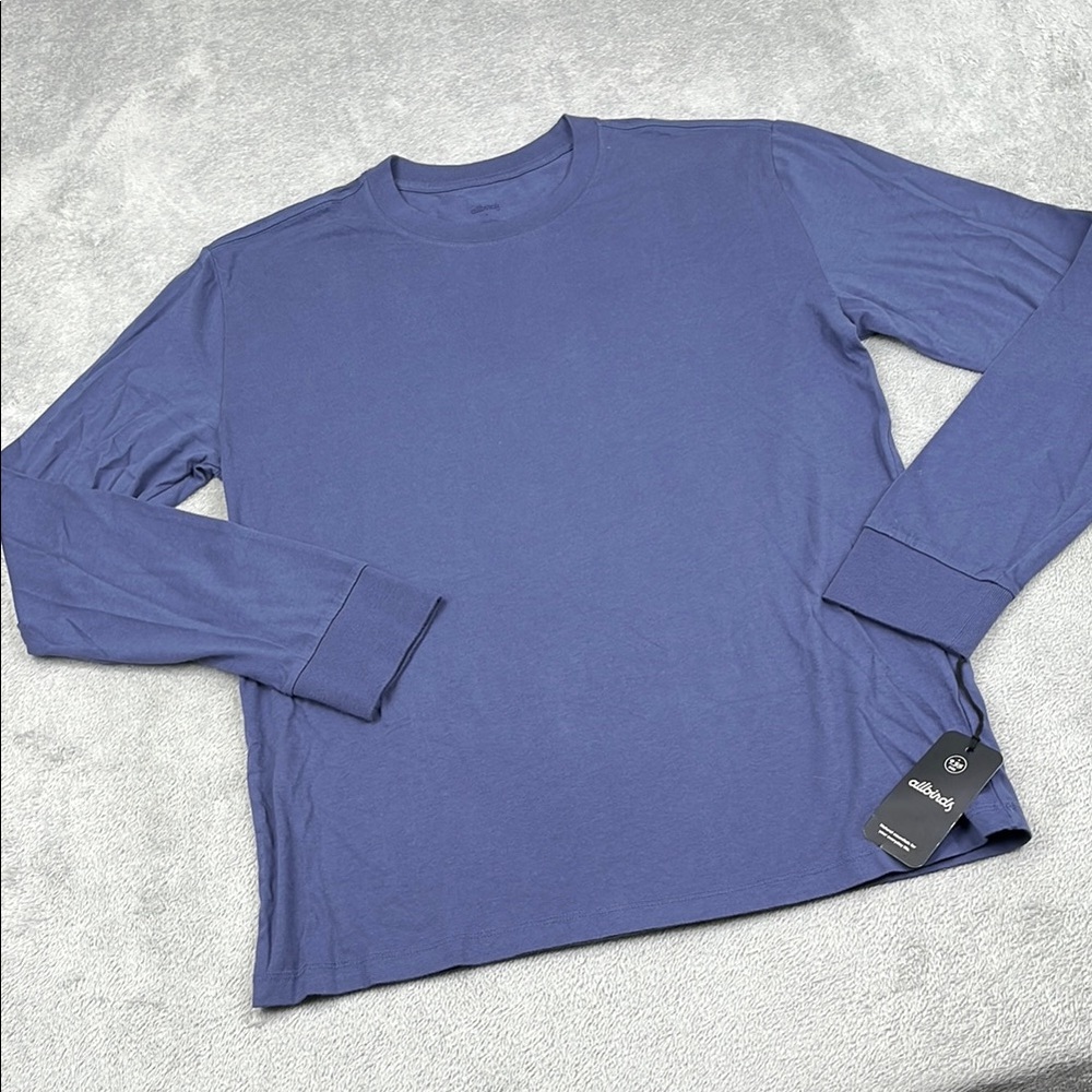 NEW Allbirds M 100% Organic Cotton Long Sleeve Tee Hazy Indigo